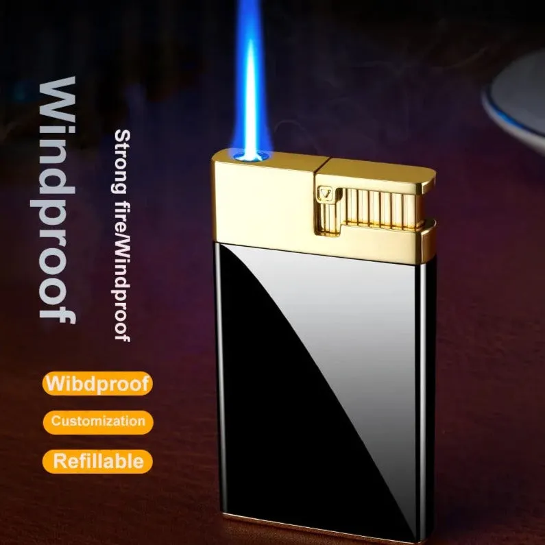 Vintage Inspired Metal Windproof Lighter - Refillable Butane Single Torch Lighter