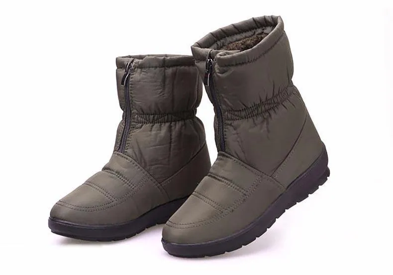 Waterproof zipper faux fur warm ankle boots Lightweight snow boots for women