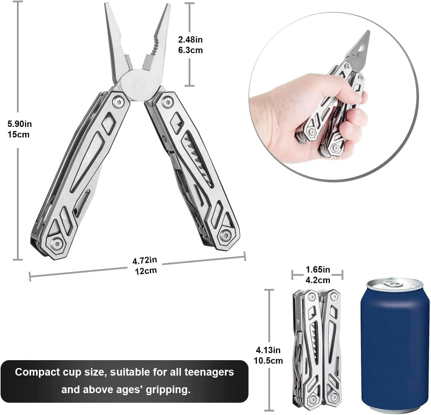 WETOLS Multitool, Gifts for Men, 21-in-1 Multi-Tools, Hard Stainless Steel Multi-Pliers, Foldable & Self-Locking, Multi-pliers Used as Knife, Bottle Opener, Screwdriver, Sickle etc, WE-182…