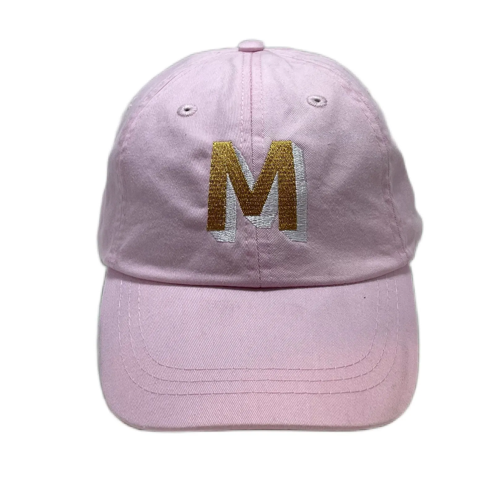 White Dad Hat - Aqua & Coral Shadow Block Lettering