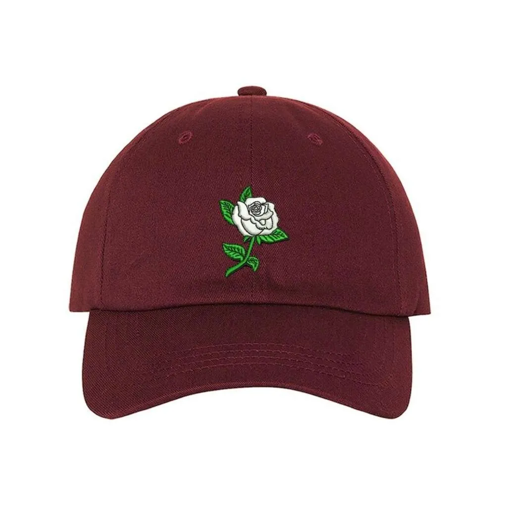 White Rose Baseball Hat - Spring Flower Hats