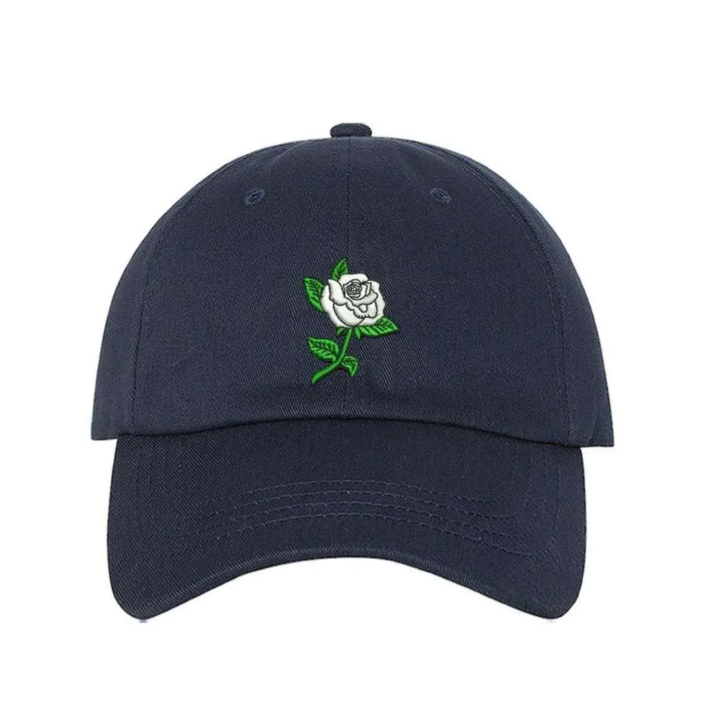 White Rose Baseball Hat - Spring Flower Hats