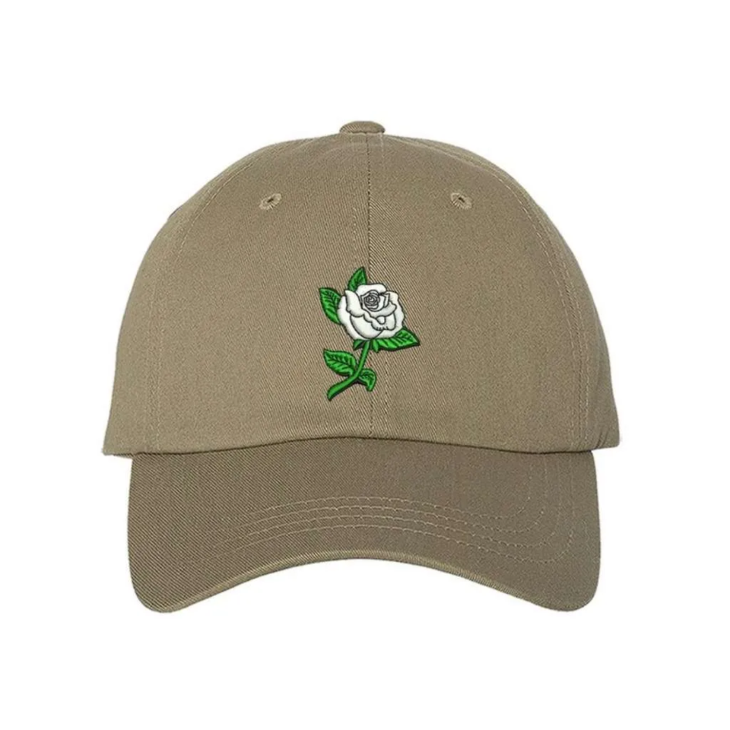 White Rose Baseball Hat - Spring Flower Hats