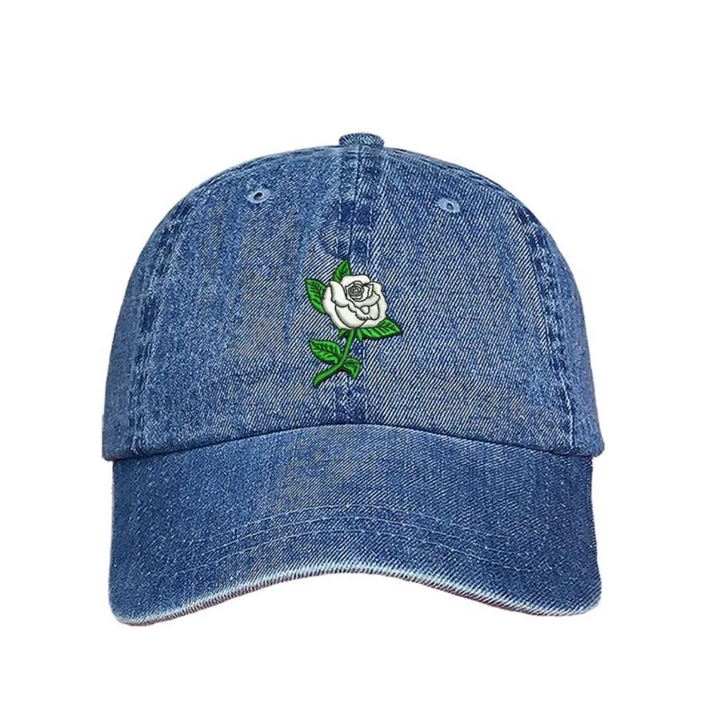 White Rose Baseball Hat - Spring Flower Hats