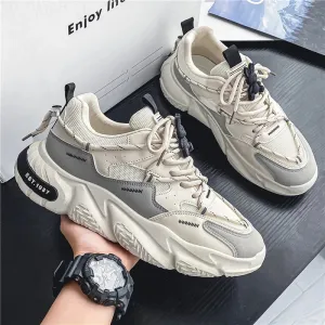 WIAOFELLAS  -  New Fashionable Men's Shoes Soft Sole Lightweight Lace Up Casual Shoes Comfortable Thick Sole Non-slip Running Sneakers