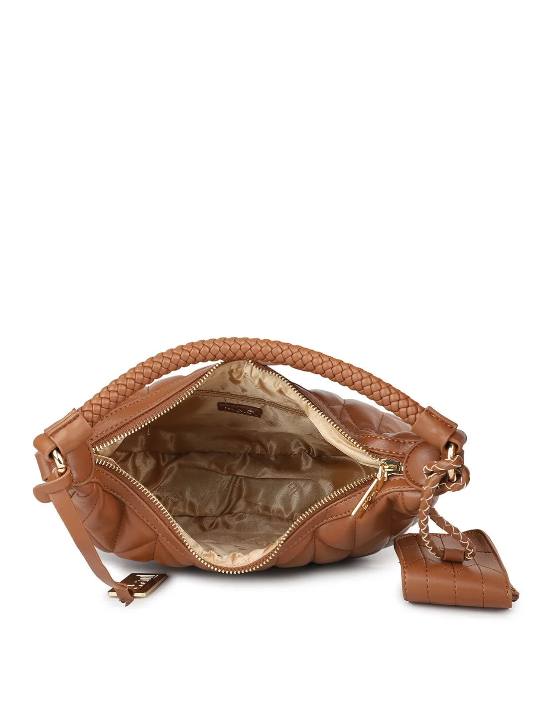 Women Tan Quilted Shoulder Bag