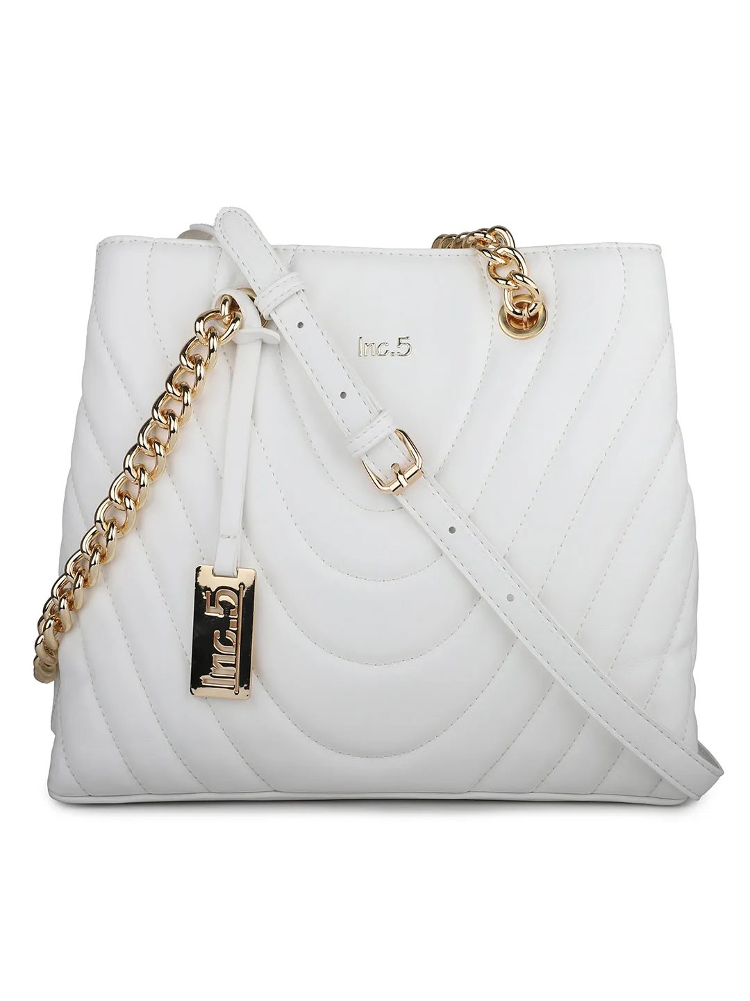 Women White Quilted Shoulder Bag