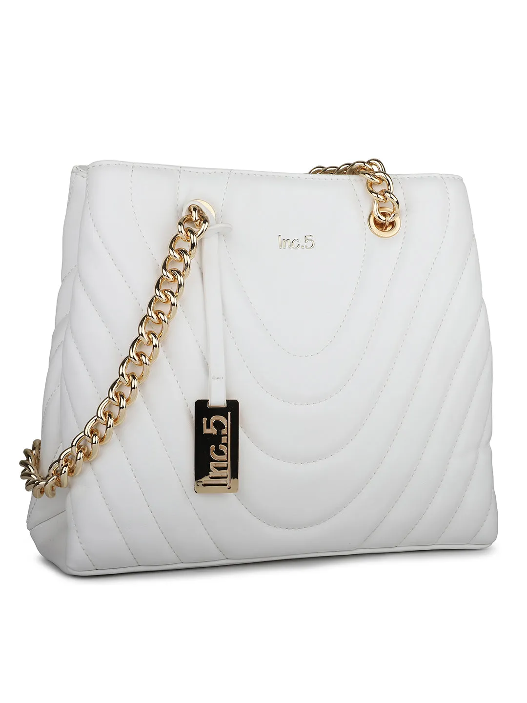 Women White Quilted Shoulder Bag