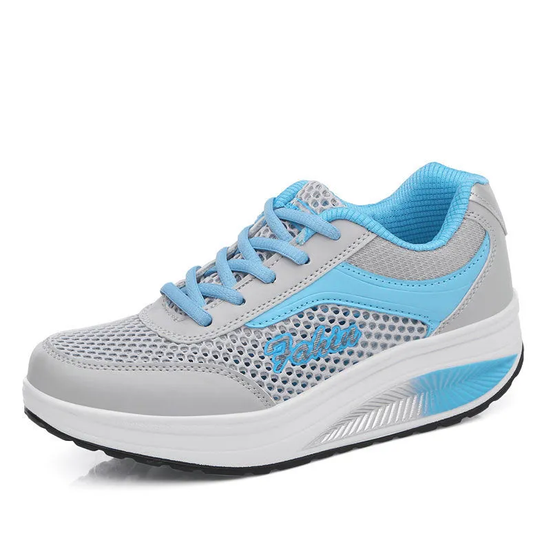 Women's Athletic Walking Shoes Lightweight Mesh Tennis Platform Sport Sneakers